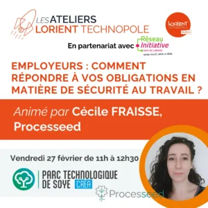 Atelier 57 // Employeurs : comment répondre à vos obligations en matière de sécurité au travail ? Vendredi 27 février 2026, 11h00-12h30,