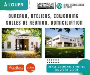 Location bureaux, coworking, salles de réunion, domiciliation au Parc Technologique de Soye à Ploemeur.